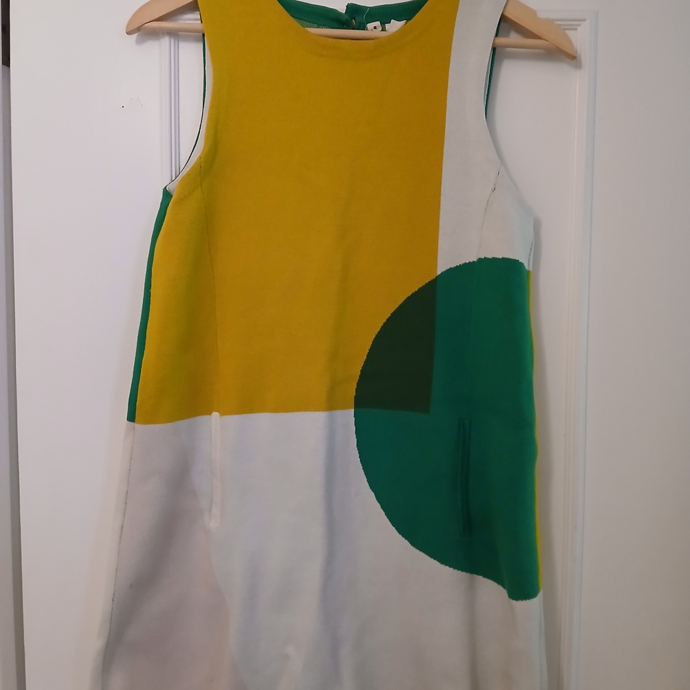 Anthropologie Yellow and Green Mini Dress